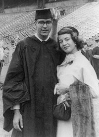 Photograph of Joseph and Marilyn French at Joseph French's graduation from Ohio State. 1950.